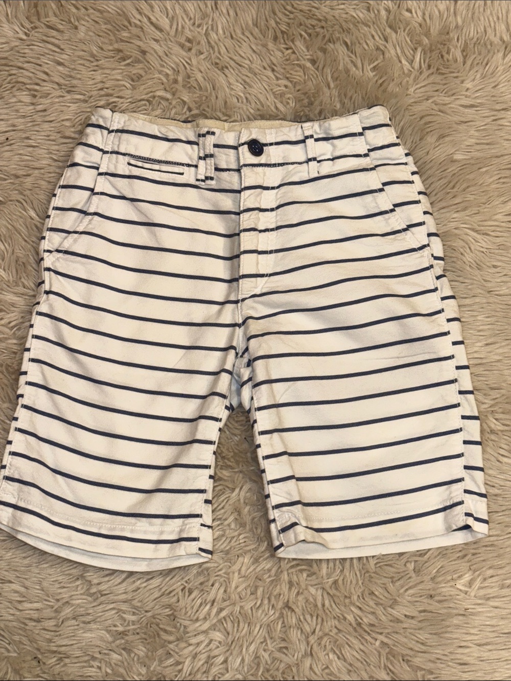 Boys  GapKids White & Blue Striped Cotton Shorts - size 8